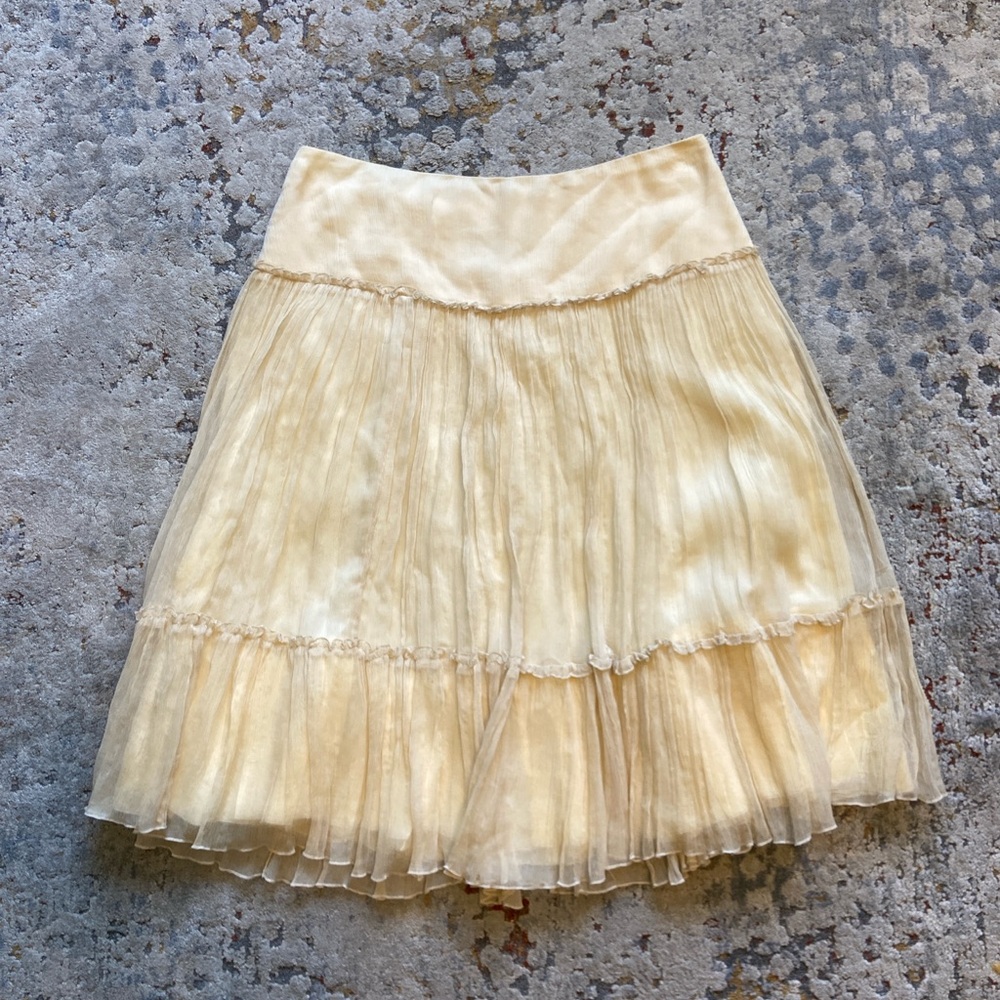 SOLD Vintage 100% Silk Elegant Cream Pleated Skirt By Vera Cristina